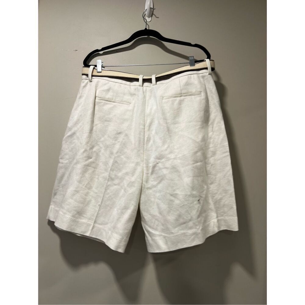 Reiss Women's White Devon Linen Blend Flat Front Bermuda Shorts Size 14 NWOT - Picture 9 of 12